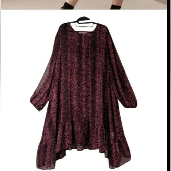 Addition Elle Ruffle Hem Snakeprint Dress - Picture 2 of 7